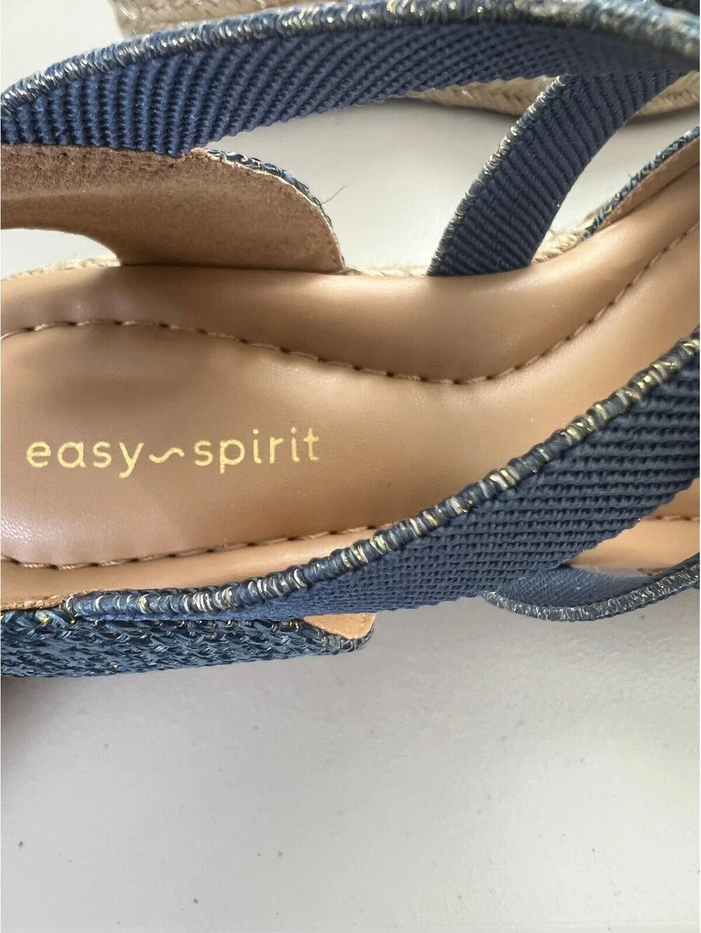Easy Spirit Women's Meza Casual Strappy Espadrille Wedges Sandal - Blue, - 7.5